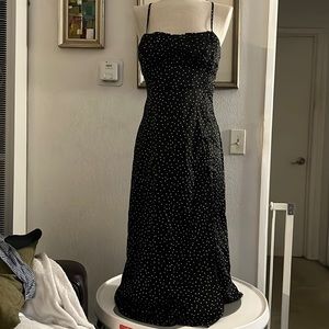 Black with white polka dots midi dress